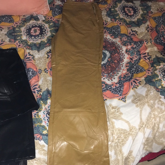 Faux leather beige tan pants - Picture 4 of 4